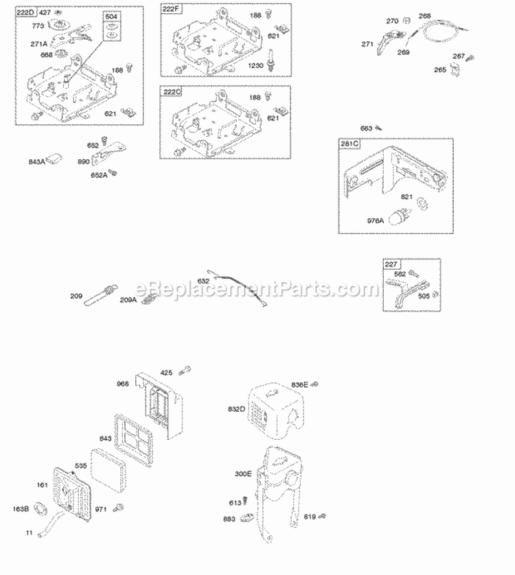 Air Cleaner Controls Exhaust System Governor Spring Diagram and Parts List for 12K332-0110-01  Briggs and Stratton Engine